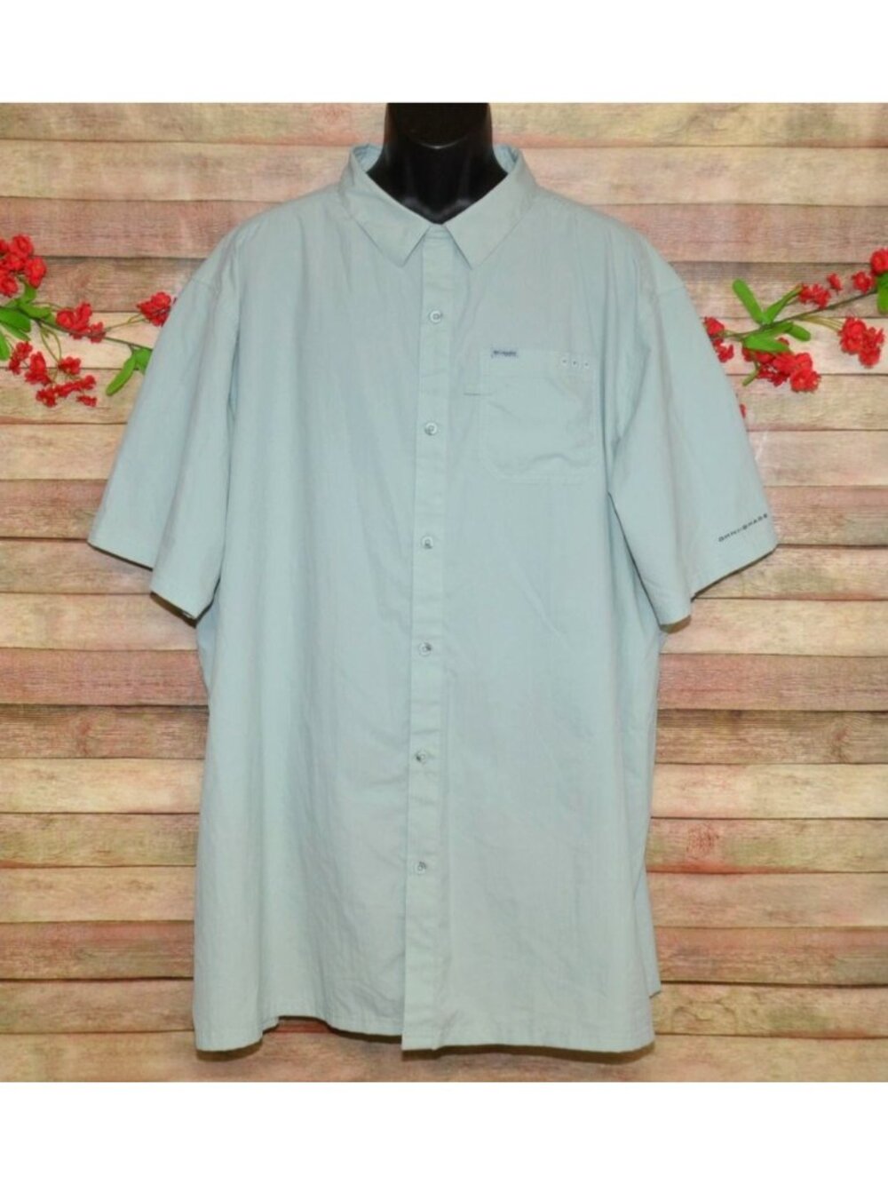 Columbia PFG Mens Size 4XT Green Omni-Shade Vented Fishing Hiking Shirt Pockets